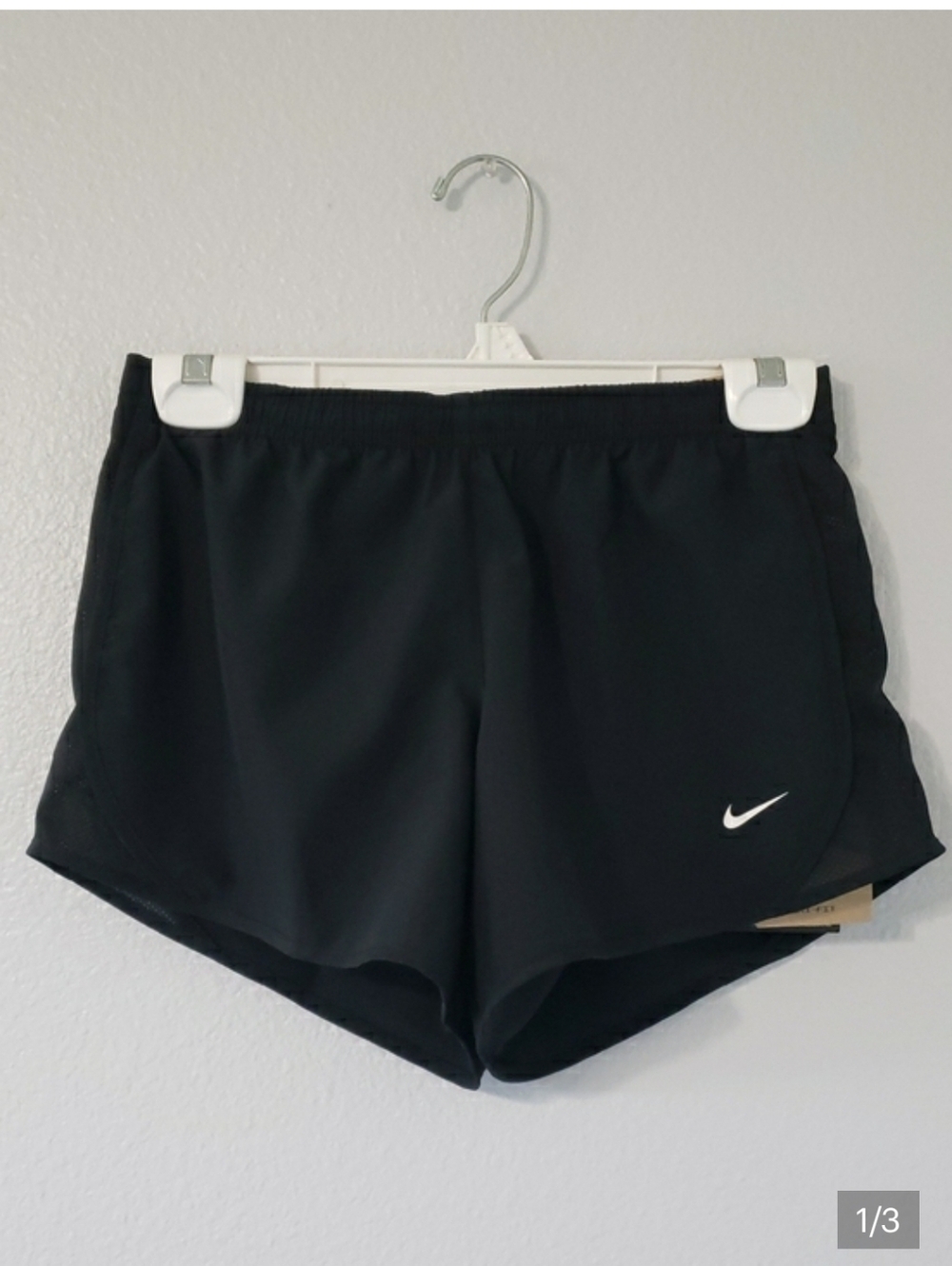 Kids/Girls Nike Black Athletic Running Shorts with White Swoosh Size Medium NEW